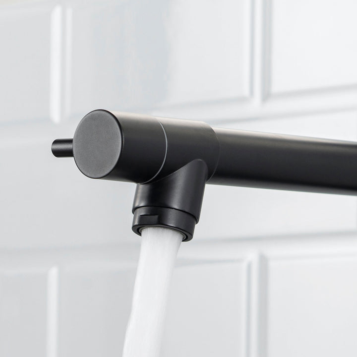 Single Handle Copper Kitchen Faucet in Matte Black