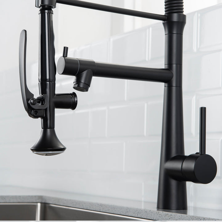 Single Handle Copper Kitchen Faucet in Matte Black