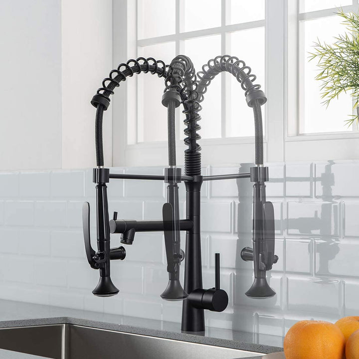 Single Handle Copper Kitchen Faucet in Matte Black
