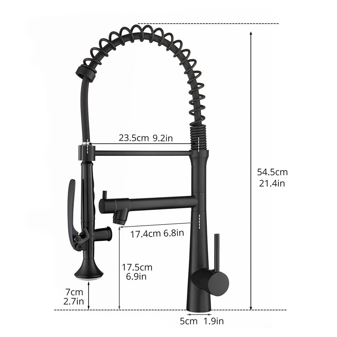 Single Handle Copper Kitchen Faucet in Matte Black