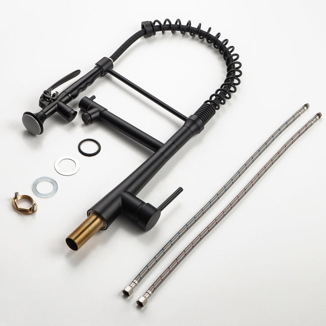 Single Handle Copper Kitchen Faucet in Matte Black