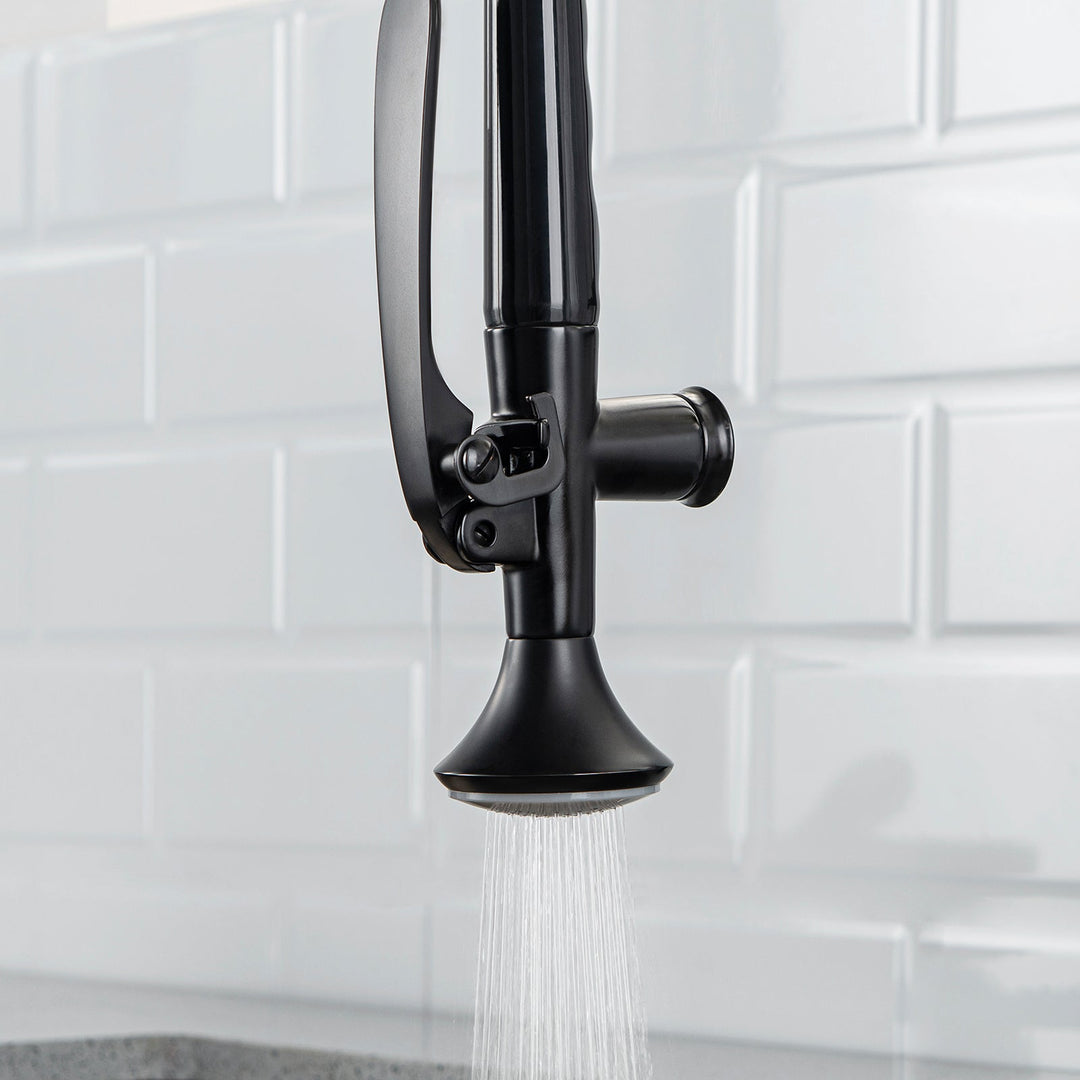 Single Handle Copper Kitchen Faucet in Matte Black