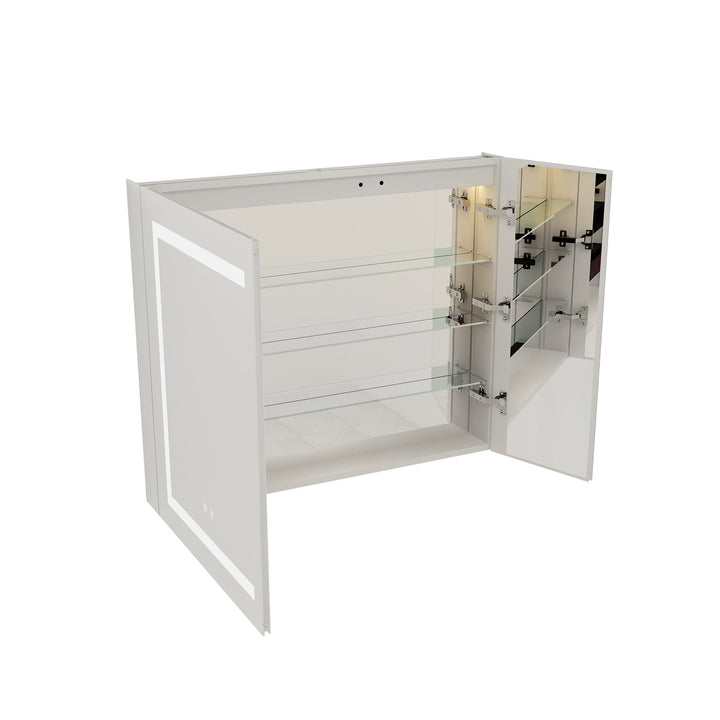 36" x 30" LED Lighted Surface/Recessed Mount Aluminum Mirror Medicine Cabinet Anti-Fog Dimmable with Outlet