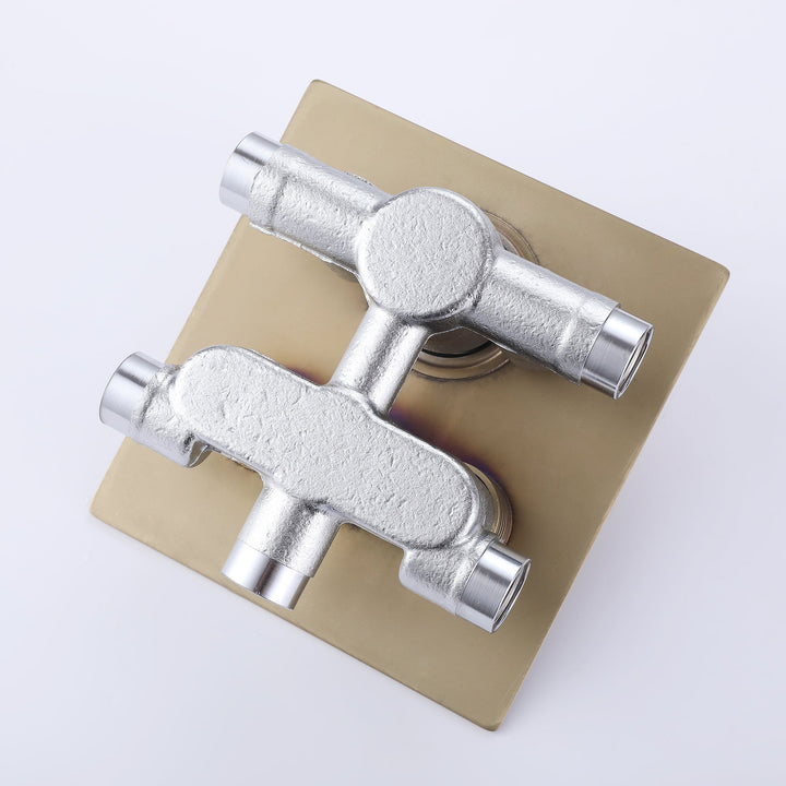 10 inch Thermostatic Rainfall Shower System With 3 PCS Body Jets Mixer Set