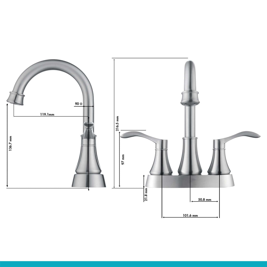 2 Handles Bathroom Sink Faucet for 3 Hole with Stainless Steel Pop Up Drain Sets