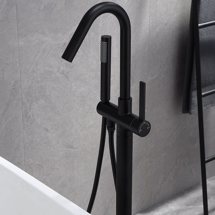 Floor Mounted Freestanding Bathtub Faucet With High-Arc Spout