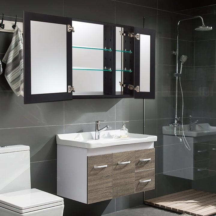 30 in. x 26 in. Frameless Recessed or Surface-Mount Beveled Double Mirrors Bathroom Medicine Cabinet
