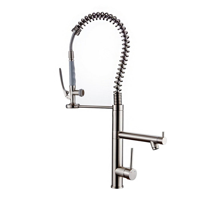 Single Handle Pull Down Sprayer Kitchen Faucet with 360° Rotation in Brushed Nickel