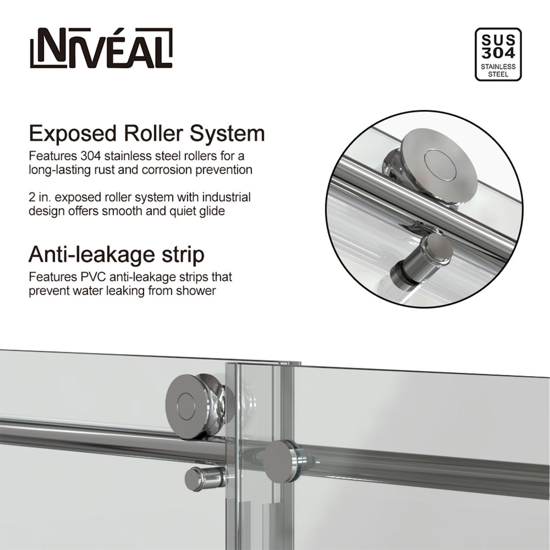 Double Sliding Shower Door 56-in to 60-in W x 76-in H Double Frameless Sliding Polished Chrome Standard Shower Door (Clear Glass)