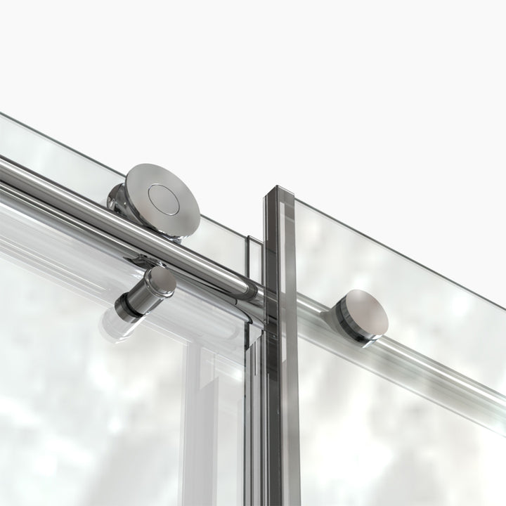 Double Sliding Shower Door 56-in to 60-in W x 76-in H Double Frameless Sliding Polished Chrome Standard Shower Door (Clear Glass)