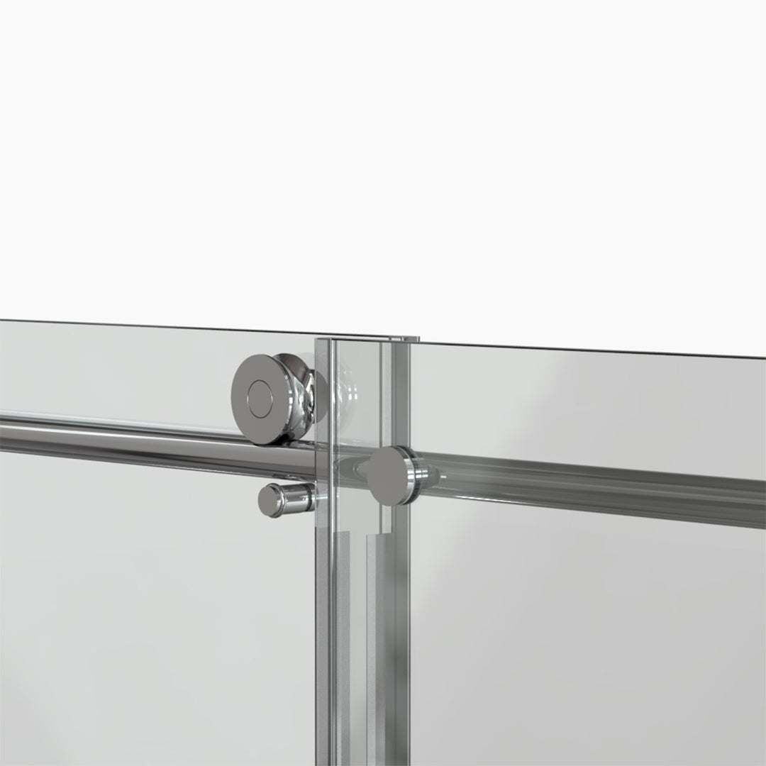 Double Sliding Shower Door 56-in to 60-in W x 76-in H Double Frameless Sliding Polished Chrome Standard Shower Door (Clear Glass)