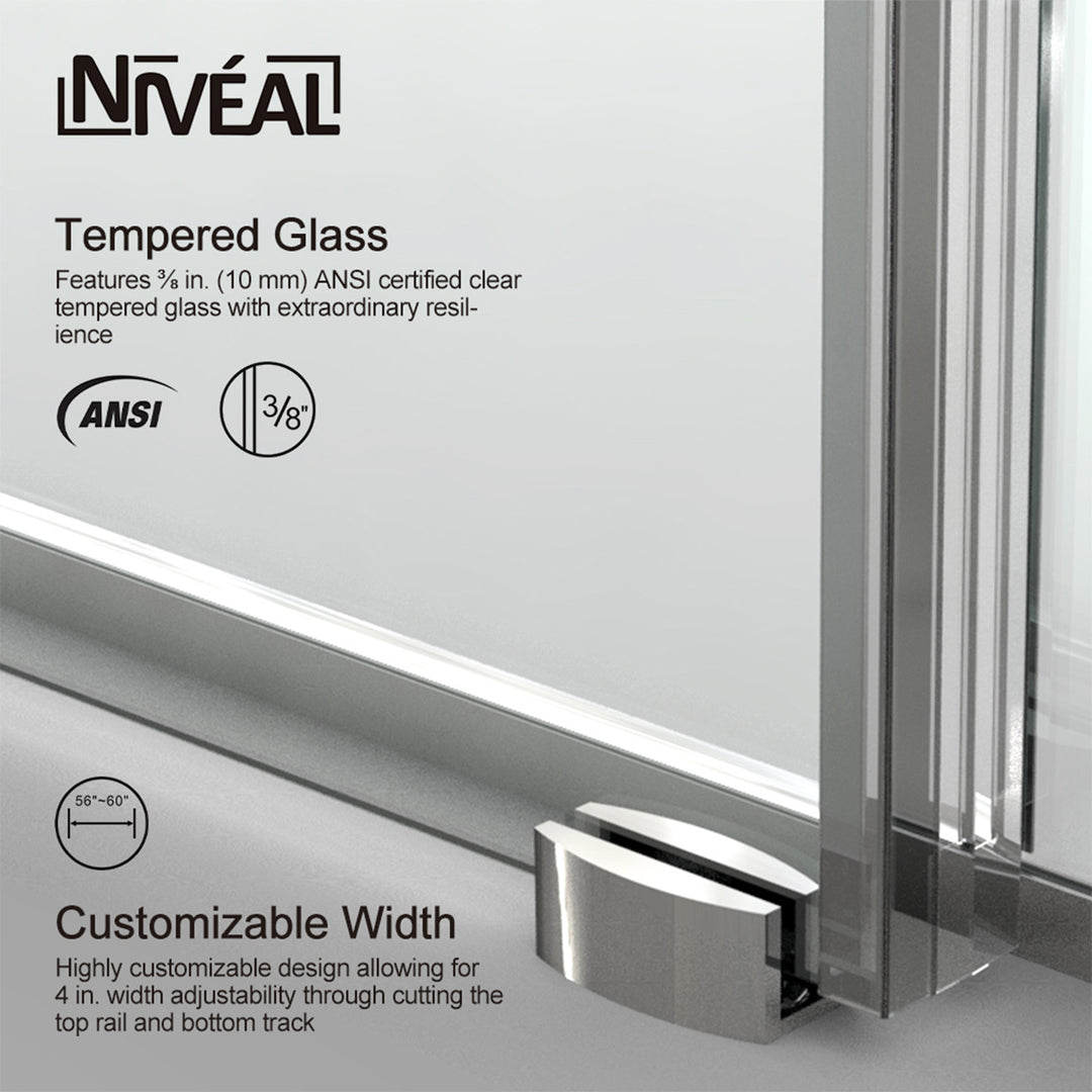 Double Sliding Shower Door 56-in to 60-in W x 76-in H Double Frameless Sliding Polished Chrome Standard Shower Door (Clear Glass)