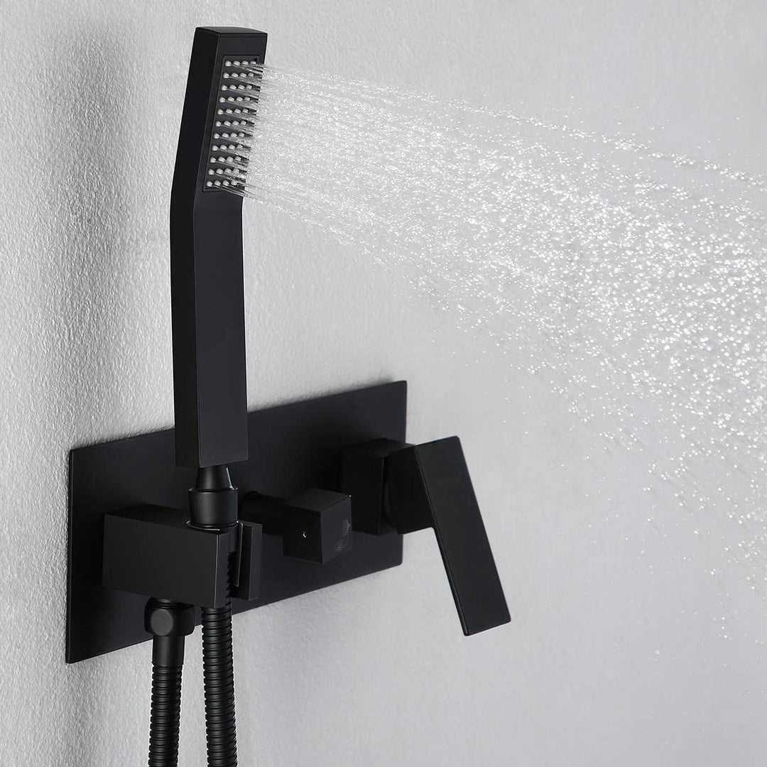 10 inch 1-Spray Patterns with 1.5 GPM Wall Mount Dual Shower Heads in Matte Black