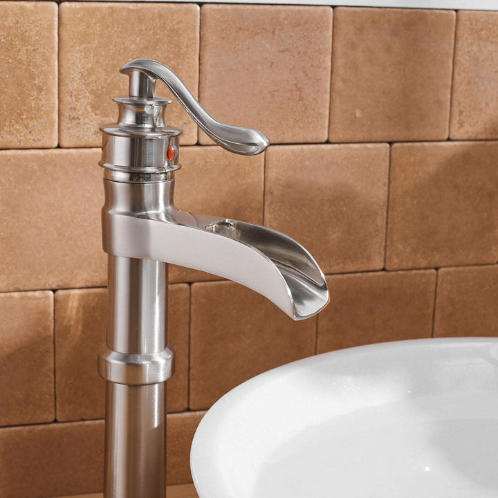 Waterfall Single Hole Single Handle Tall Body Bathroom Vessel Sink Faucet