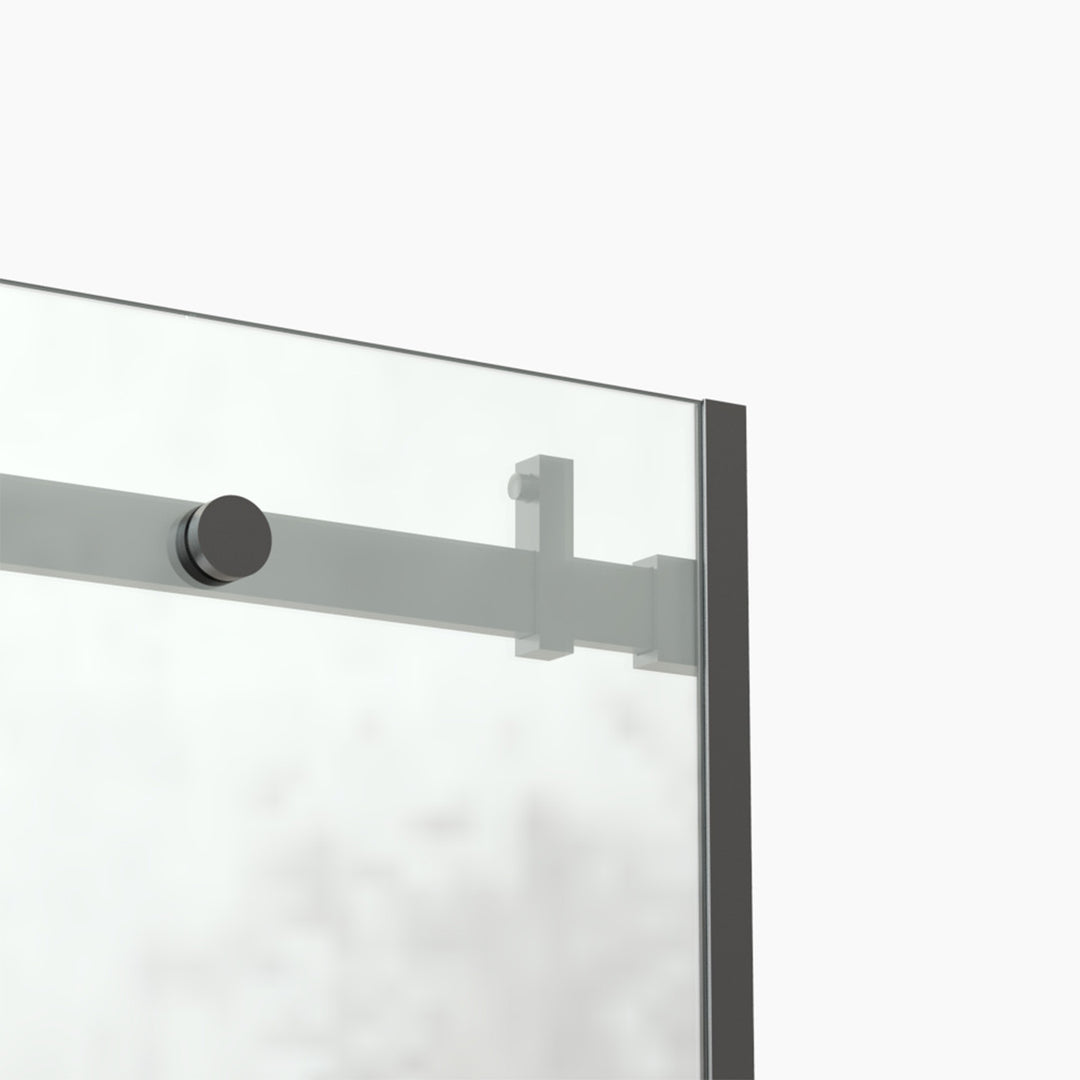 60-in W x 76-in H Sliding Shower Door with Stainless Handle in Black(Tempered Glass)