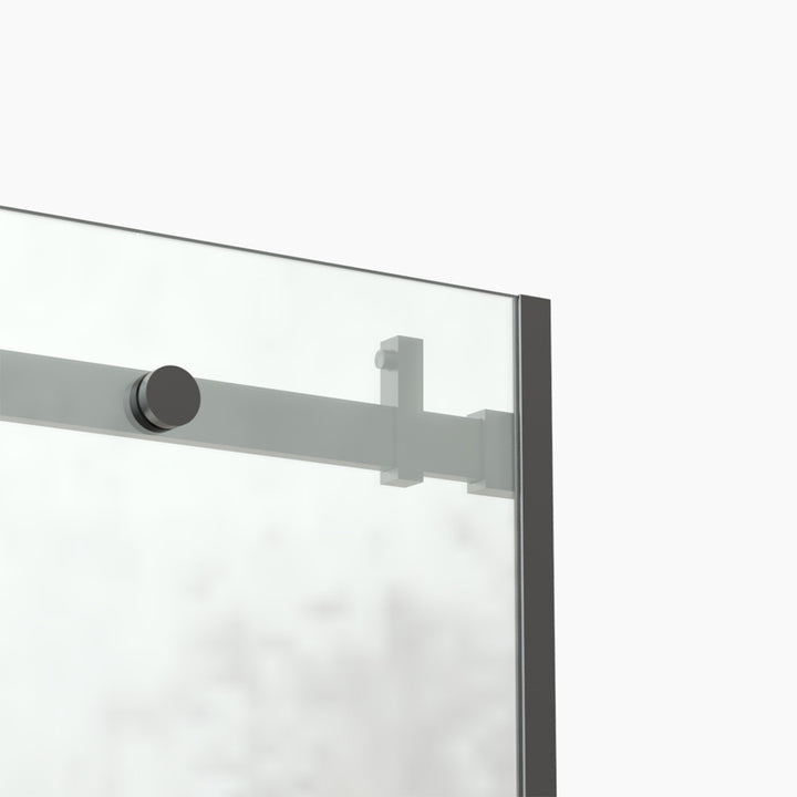 60-in W x 76-in H Sliding Shower Door with Stainless Handle in Black(Tempered Glass)