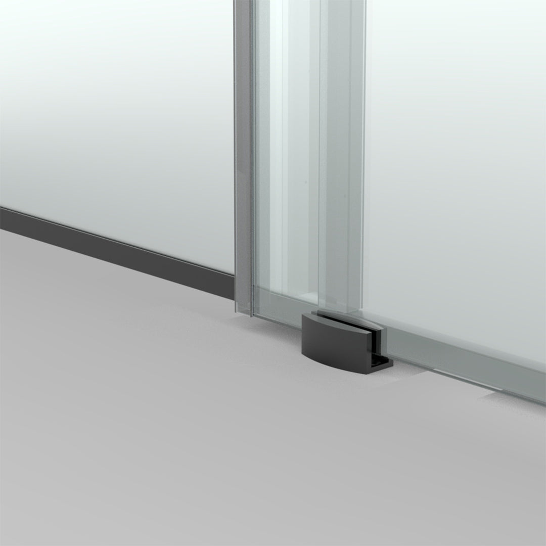 60-in W x 76-in H Sliding Shower Door with Stainless Handle in Black(Tempered Glass)