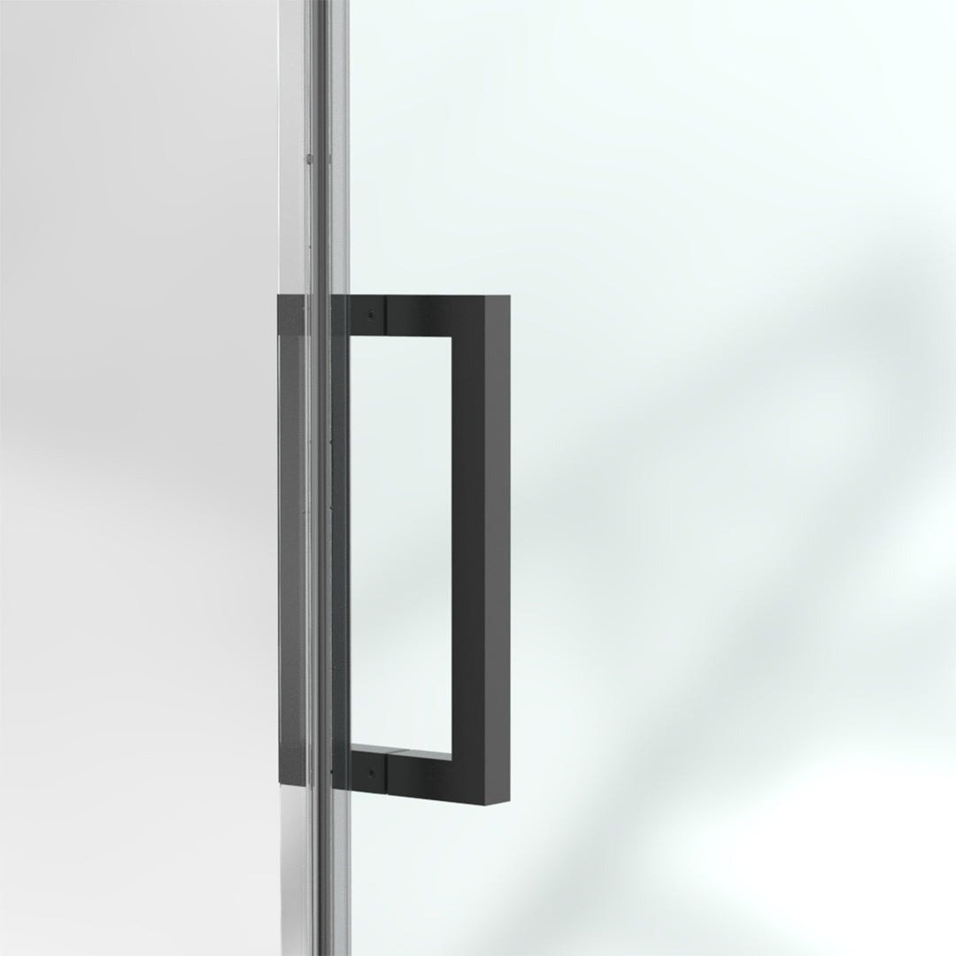 60-in W x 76-in H Sliding Shower Door with Stainless Handle in Black(Tempered Glass)