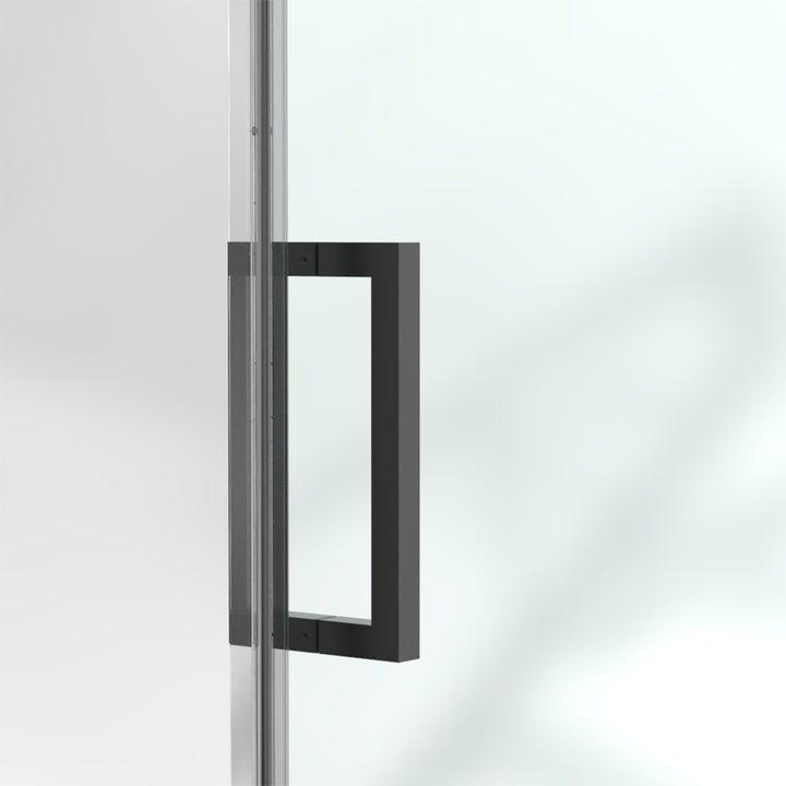 60-in W x 76-in H Sliding Shower Door with Stainless Handle in Black(Tempered Glass)