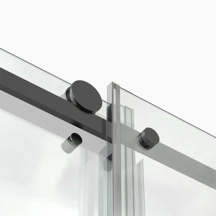 60-in W x 76-in H Sliding Shower Door with Stainless Handle in Black(Tempered Glass)