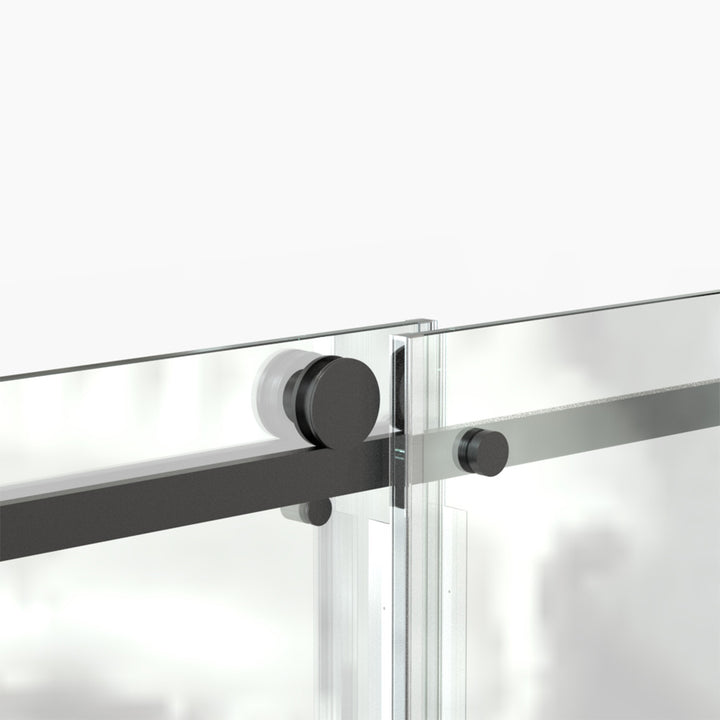 60-in W x 76-in H Sliding Shower Door with Stainless Handle in Black(Tempered Glass)