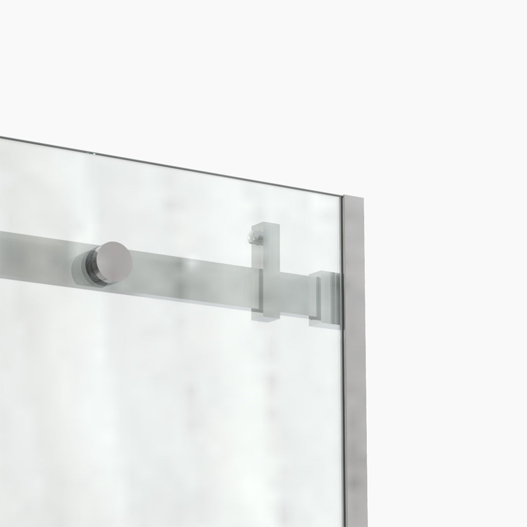 60-in W x 76-in H Sliding Shower Door with Stainless Handle in Silver(Tempered Glass)