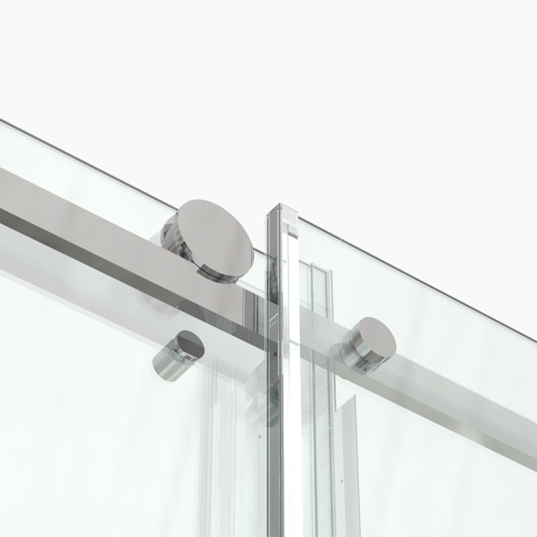 60-in W x 76-in H Sliding Shower Door with Stainless Handle in Silver(Tempered Glass)
