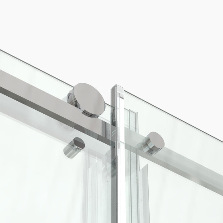 60-in W x 76-in H Sliding Shower Door with Stainless Handle in Silver(Tempered Glass)