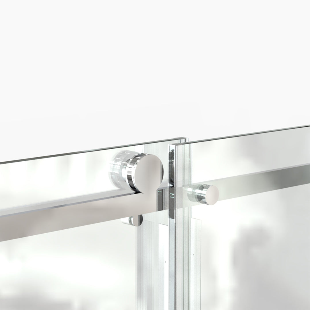 60-in W x 76-in H Sliding Shower Door with Stainless Handle in Silver(Tempered Glass)