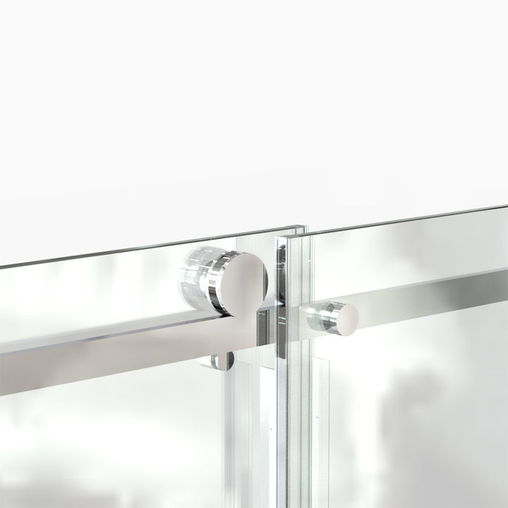 60-in W x 76-in H Sliding Shower Door with Stainless Handle in Silver(Tempered Glass)