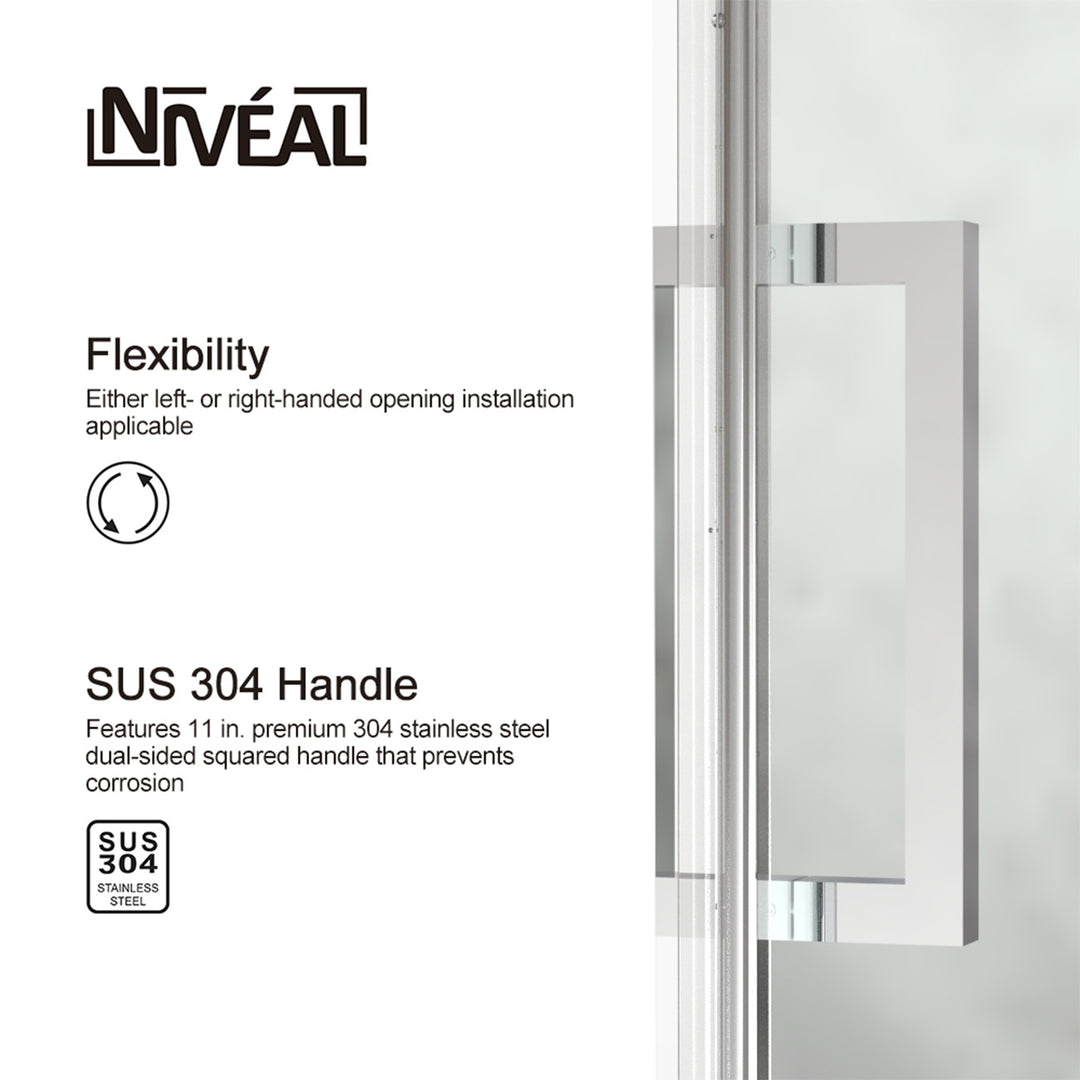 60-in W x 76-in H Sliding Shower Door with Stainless Handle in Silver(Tempered Glass)