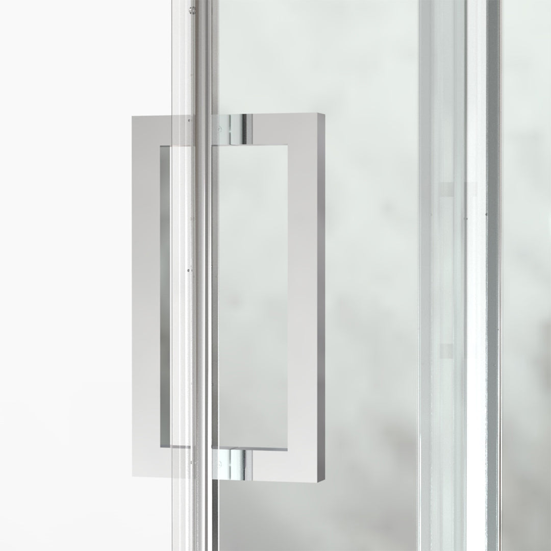 60-in W x 76-in H Sliding Shower Door with Stainless Handle in Silver(Tempered Glass)