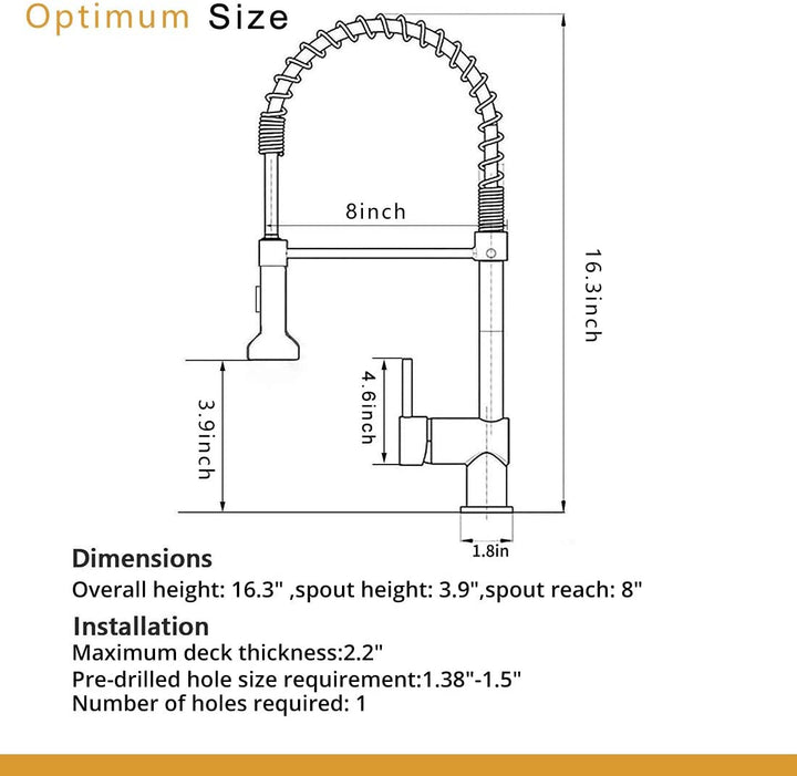 Single Handle Pull Down Sprayer Kitchen Faucet with 360° Rotation