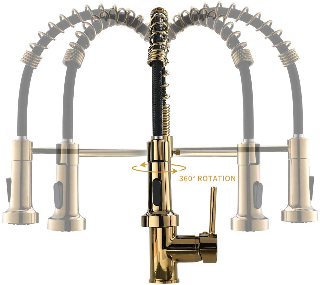 Single Handle Pull Down Sprayer Kitchen Faucet with 360° Rotation