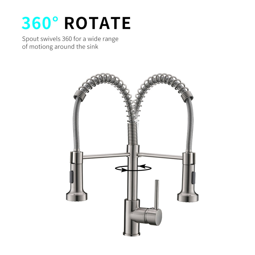 Single Handle Pull Down Sprayer Kitchen Faucet with 360° Rotation