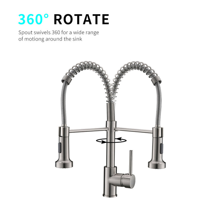 Single Handle Pull Down Sprayer Kitchen Faucet with 360° Rotation