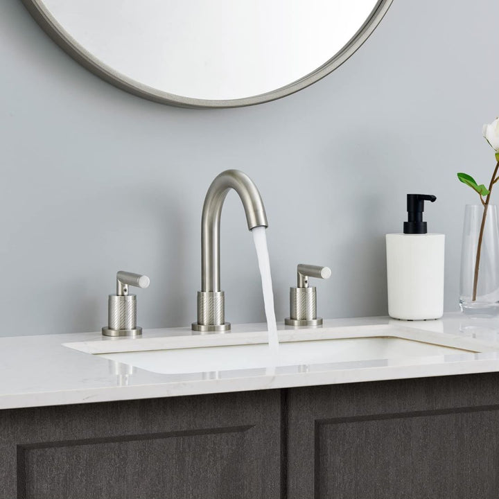 2 Handle 8 Inch Bathroom Sink Faucets Stainless Steel 3 Hole Widespread with Pop Up Drain and Water Supply Hoses