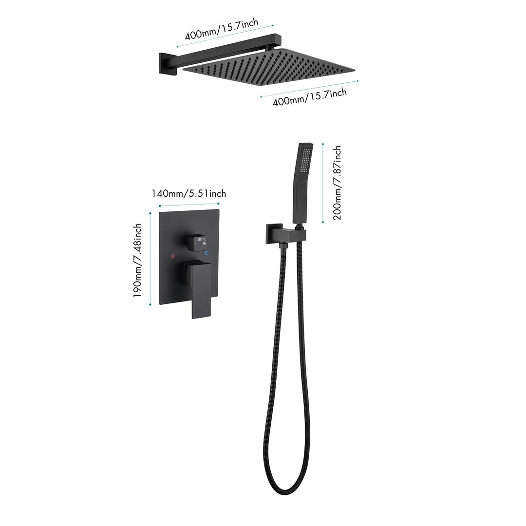 16 inch Bathroom Luxury Rain Mixer Shower Combo Set