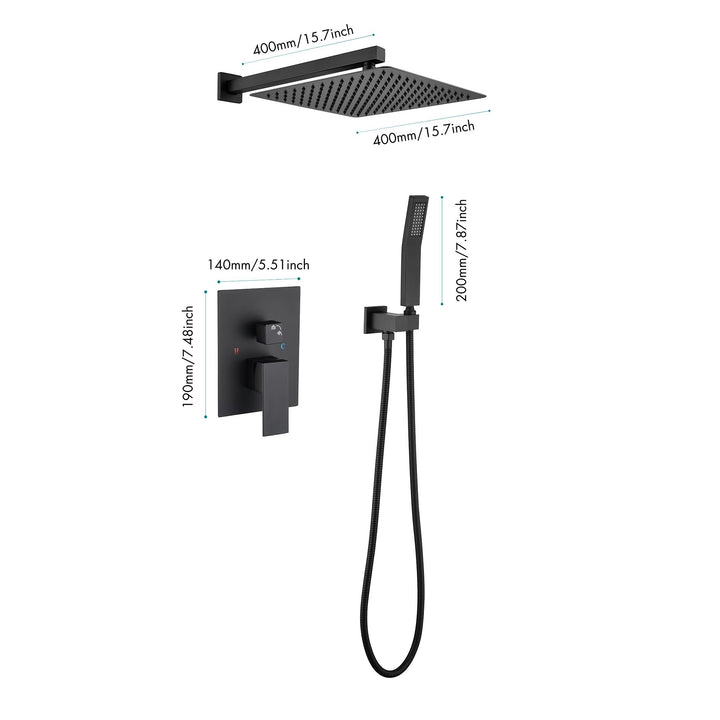 16 inch Bathroom Luxury Rain Mixer Shower Combo Set