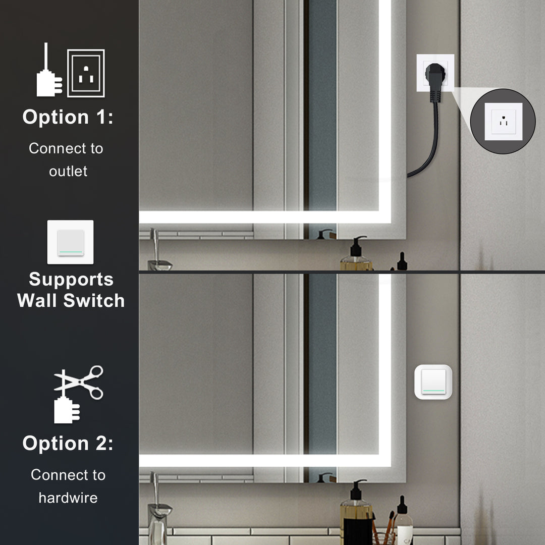 84 in. W x 42 in. H Rectangular Frameless Anti-Fog LED Light Bathroom Vanity Mirror in Aluminum