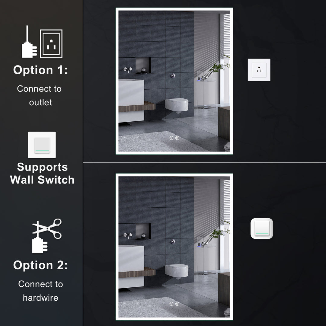 24 in. x 30 in. Rectangular Recessed/Surface Mount Left Medicine Cabinet with Mirror and LED Light