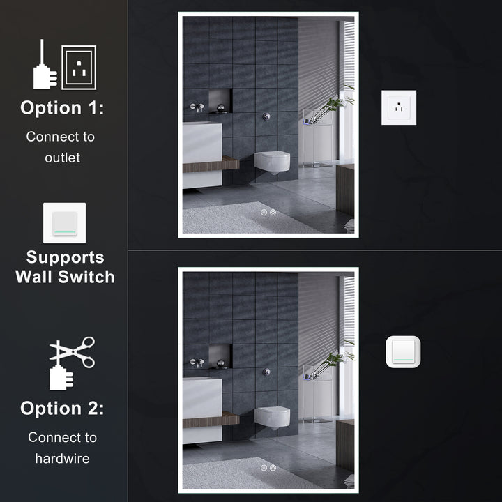 24 in. x 30 in. Rectangular Recessed/Surface Mount Left Medicine Cabinet with Mirror and LED Light