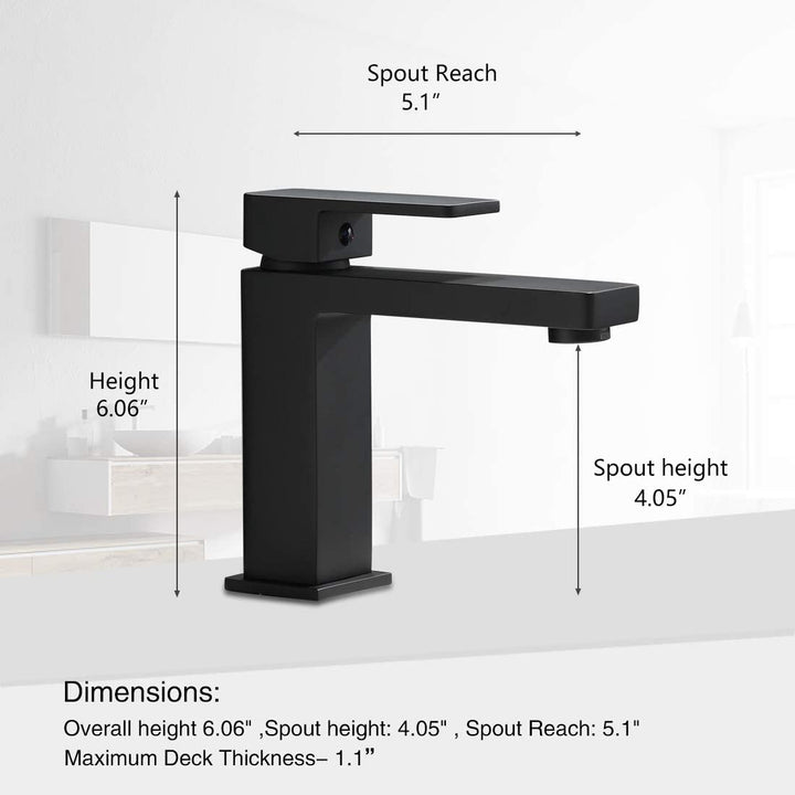 Single Handle Single Hole Bathroom Faucet in Matte Black