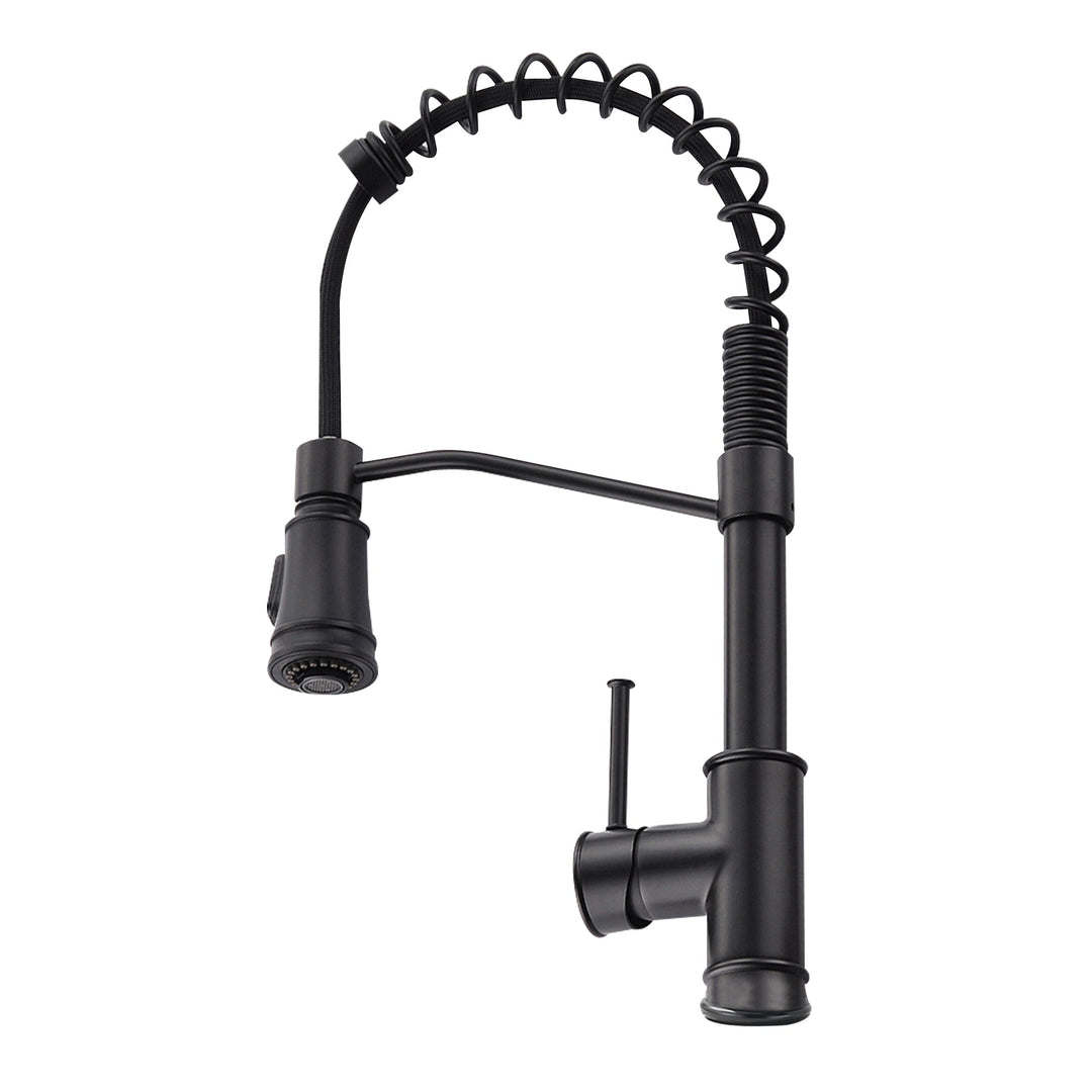 Single Handle Pull Down Sprayer Kitchen Faucet with 360° Rotation in Matte Black