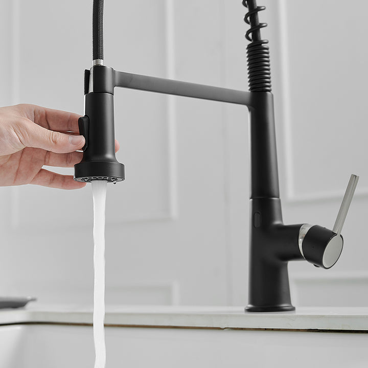 Single Handle Touchless Deck Mount Gooseneck Pull Down Sprayer Kitchen Faucet