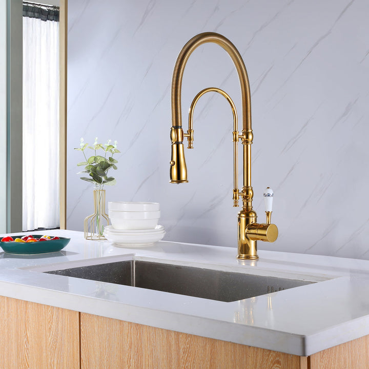 Pull Down Single Handle 360 Degree Rotation Kitchen Faucet