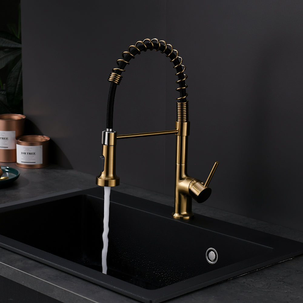 Modern Single Handle Spring Pull Down Kitchen Faucet