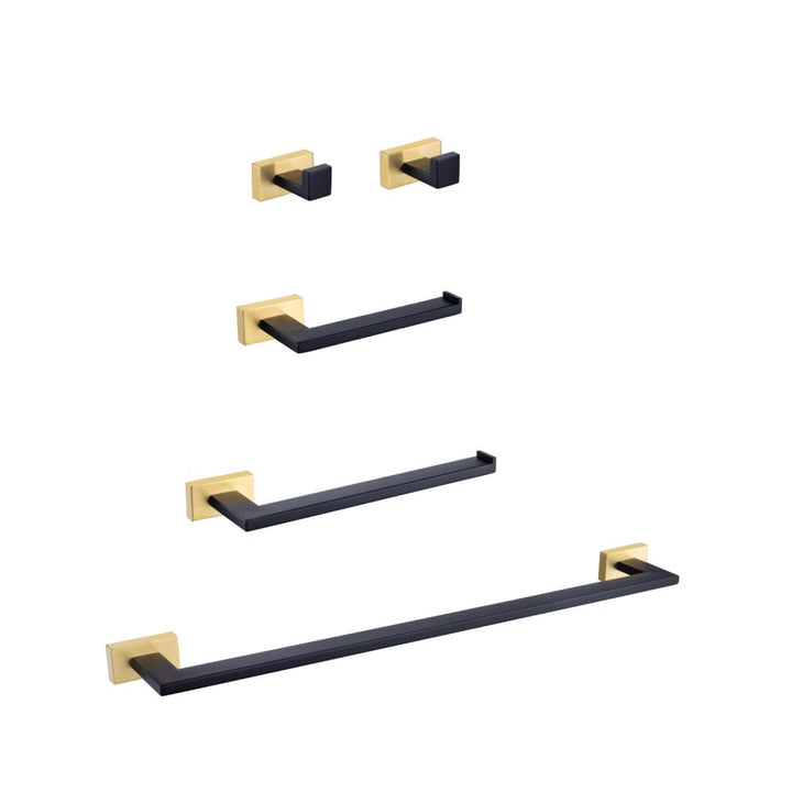 5-Piece Bathroom Hardware Accessories Set, Include 24 Inch Towel Bar, Toilet Paper Holder, Hand Towel Rack, 2 Towel Hooks