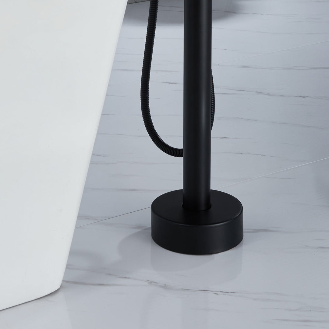 Modern Black Dual Function Freestanding Floor Mounting Waterfall Tub Faucet Filler