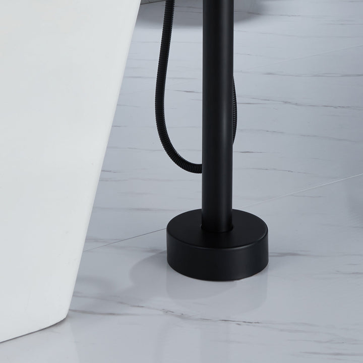 Modern Black Dual Function Freestanding Floor Mounting Waterfall Tub Faucet Filler